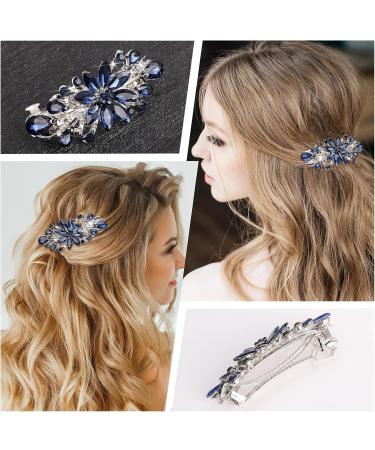 WLLHYF Luxury Flower Jewelry Design Hairpin Rhinestone Flower Hair Clips Hair Barrette for Women and Girls French Style Hairclips Hair Accessories(Blue) - Buy Online on GoSupps.com