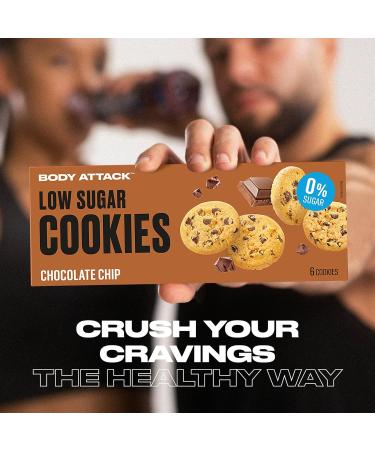 Body Attack Low Sugar Chocolate Chip Cookies - 130g | Delicious Protein Snack Aspartame-Free Made in Germany - Buy Online on GoSupps.com