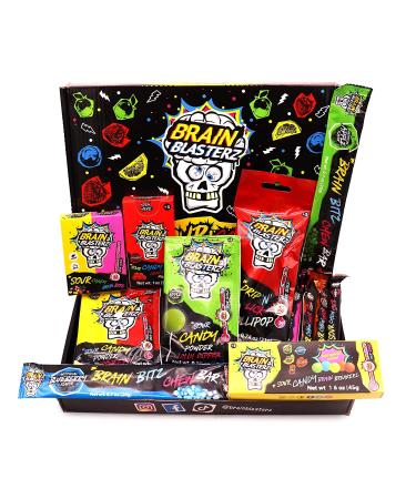 Sour Candy Gift Box by Brain Blasterz | Assorted Hard and Chewy Sour Treats | Perfect Halloween Sweets | Apple, Strawberry, Lemon, Cola Flavors - Buy Online on GoSupps.com