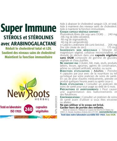 New Roots Herbal - Super Immune - 240 capsules - Sterols & Sterolins with Arabinogalactan Helps Support Healthy Cholesterol Levels 240 count (Pack of 1) - Buy Online on GoSupps.com