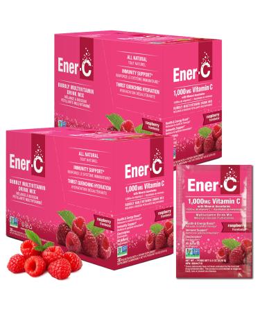 Ener-C Multivitamin Drink Mix - Vitamin Packets for Water Electrolytes Powder Packets Vitamin Drink Mix Hydration Liquid Mix Immune Booster for Adults Healthy Energy - Raspberry 60 Count Raspberry 1.15 Pound (Pack of 1)