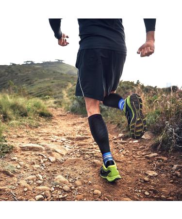 aZengear Compression Socks 20-30mmHg - Anti DVT Knee-High Flight Stockings for Travel & Sports - XXL Black w/Blue - Buy Online on GoSupps.com