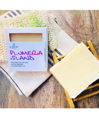 Bluebyrd Plumeria Goat's Milk Soap Bar | Natural Cold Process Floral Scented Soap | Chemical Free Women's Body Soap - Rich Farm Fresh Goat Milk - Buy Online on GoSupps.com