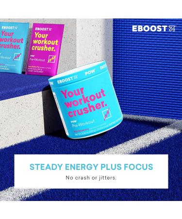 EBOOST POW Natural Pre-Workout - Blue Raspberry - Performance & Joint Mobility Support - Energy & Focus - Men & Women - Non-GMO & Gluten-Free - 20 Servings - Buy Online on GoSupps.com