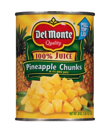 Del Monte Canned Pineapple Chunks in Fresh Pineapple Juice, 20 Ounce Pineapple Chunks in 100% Juice