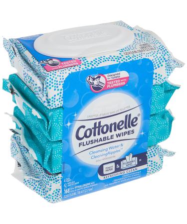 Cottonelle Freshcare Flushable Wipes 42 Count (Pack of 4) Immediately 42 Count (Pack of 4)