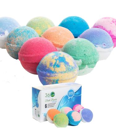360Feel Bath Bombs Gift Set 6 Large USA made -Made with Essential Oil -All Natural Organic Bath Fizzies- Gift ready box - Aromatherapy Organic Bath Bomb for Women Men and Kids - Gift ready box 6-Assorted Set of 6