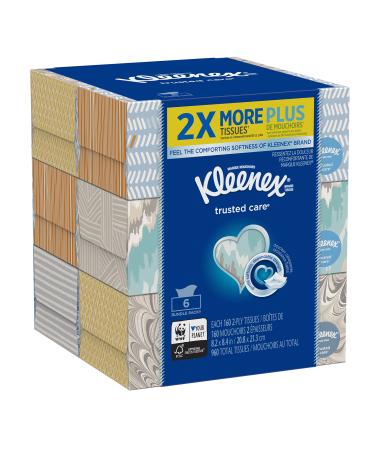 Kleenex Trusted Care Everyday Facial Tissues, Flat Box, 160 Count (Pack of 6) Blue 160 Count (Pack of 6)