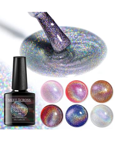 MEET ACROSS Rainbow Cat Eye Gel Nail Polish Kit - 5 Colors Jelly Soak Off UV LED Gift Box + Magnet Stick - Buy Online on GoSupps.com