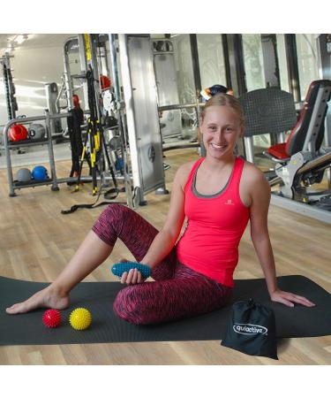 Quiactive Hedgehog Ball Set of 3 - Massage Balls for Back Legs Feet & Hands - Includes Bag Instructions & Air Pump - Perfect for Fascia Release | International Shipping - Buy Online on GoSupps.com