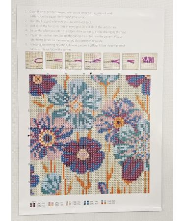 LAPATAIN Purple Flowers Latch Hook Kit - DIY Throw Pillow Cover 17x17inch - Buy Online on GoSupps.com