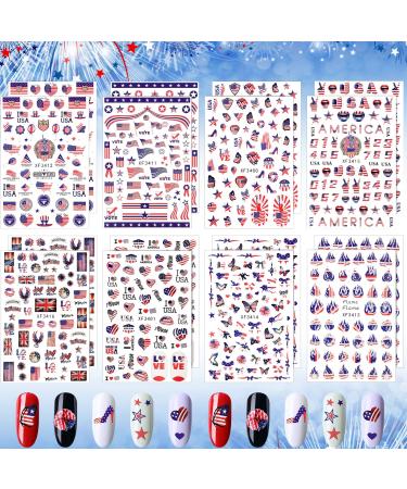 16 Sheets 4th of July Nail Stickers Independence Day Nail Art Stickers Patriotic American Flag Nail Stickers I Love America Nail Stickers Self-Adhesive Nail Decals Manicure Sticker for Memorial Day - Buy Online on GoSupps.com