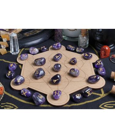 Crocon Amethyst Gemstone Rune Stones set with Elder Futhark Alphabet Engraved Symbol 25 pcs Set For Feng Shui Chakra Balancing Reiki Healing crystal runes stones set Size: 15-20 mm #001 Amethyst - Buy Online on GoSupps.com