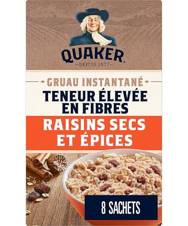 Quaker High Fibre Raisins & Spice Instant Oatmeal 8 Packets 344g High Fibre Raisins & Spice 344 g (Pack of 1) - Buy Online on GoSupps.com
