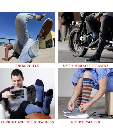 VIM & VIGR 30-40 mmHg Compression Socks for Women & Men - Navy Heathered Collection (Small/Medium) | International Shipping Available - Buy Online on GoSupps.com