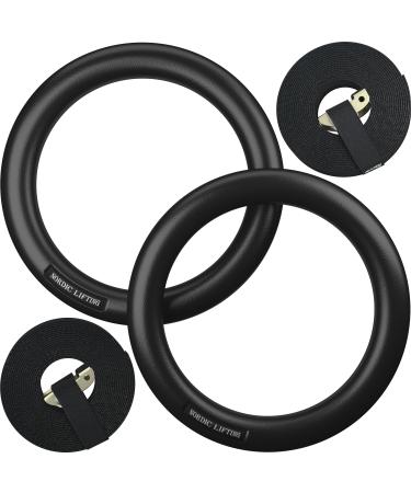 Nordic Lifting Gymnastic Rings and Straps - Heavy Duty for Gymnastics, Crossfit, & Fitness Training - Best Olympic Home Gym Set - PC Plastic is Stronger Than Wood Black