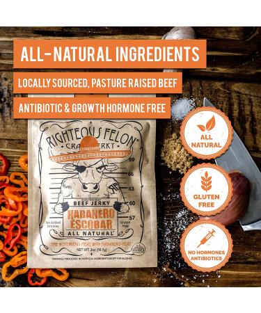 Righteous Felon Beef Jerky Variety Pack - Gluten Free, High Protein Sampler with Low Sugar & Calories - Healthy Snacks Bundle - Buy Online on GoSupps.com