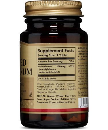 Buy Solgar Chelated Molybdenum 100 Tablets - Premium Supplements for Optimal Wellness - Buy Online on GoSupps.com