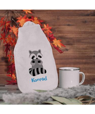 Personalized Cozy Hot Water Bottle with Raccoon Cover | 800 ml | Ideal Gift for Kids & Adults - Buy Online on GoSupps.com