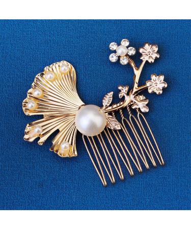 Bridal Hair Comb Vintage Bridal Headdress Alloy Hair Comb Pearl Hair Comb Wedding Hair Accessories 6.3x7.6cm Gold - Buy Online on GoSupps.com
