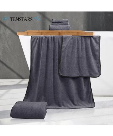 Luxury Silk Hemming Towel Set - Dark Grey 6 Piece - Quick Drying Microfiber Towels for Bath, Fitness, Sports, Yoga, Travel - Ultra Soft and Lightweight - Buy Online on GoSupps.com