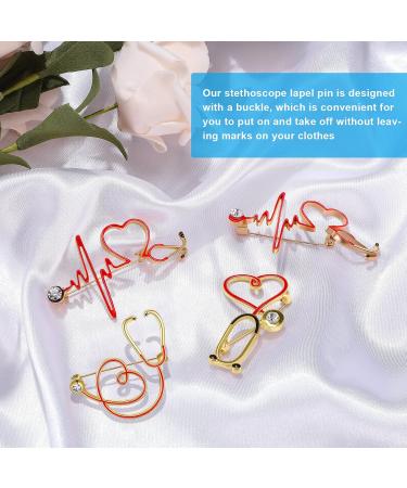 Henoyso 4 Pieces Stethoscope Brooch Pins - Heart Shaped Electrocardiogram Lapel Pins for Men & Women | Perfect for Clothing and Bag Decorations - Buy Online on GoSupps.com