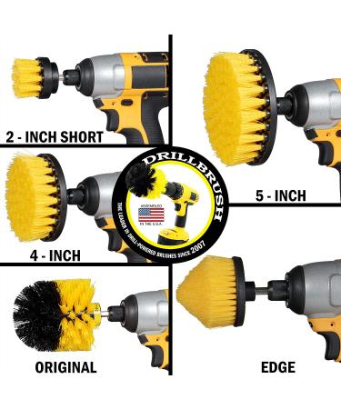 Drill Brush Power Scrubber Set for Bathroom Cleaning - Shower, Toilet, Tile & Floor Cleaner - Yellow - Buy Online on GoSupps.com