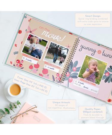 RubyRoo Baby Memory Book for Girls - 60 Page Hardcover Scrapbook for First 5 Years - Keepsake Photo Album and Milestone Journal - Perfect Baby Shower Gift - Buy Online on GoSupps.com