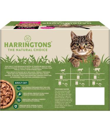 Harringtons Complete Wet Pouch Grain Free Hypoallergenic Adult Cat Food Mixed in Jelly Pack 72x85g - Beef Chicken Salmon & Tuna- Making Mealtimes Meatier Harringtons Grain Free Mixed Selection in Jelly Wet Cat Food 72x85g Beef Chicken Salmon & Tuna - Buy Online on GoSupps.com