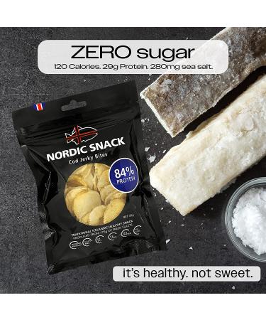 Wild Caught Freeze Dried Cod Bites (Hardfiskur) Jerky | High Protein Nordic Snack (35g Resealable Bag) - 10 Pack - Buy Online on GoSupps.com