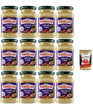 Italian Gourmet E.R. Star Tigullio Pesto Artichokes and Walnuts Sauce artichauts et noix sans gluten 12 x 185 g + Italian Gourmet Pulpa 400 g