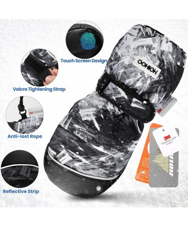 Hoihoo Kids Ski Mittens - Waterproof Snow Gloves for Boys & Girls - Black Large (9-12 Years) - Buy Online on GoSupps.com
