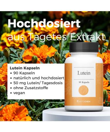 Buy Phytochem Lutein 90 Capsules - High Dose Vegan Carotenoid 50mg Daily Additive-Free 45 Days Supply - International Shipping - Buy Online on GoSupps.com