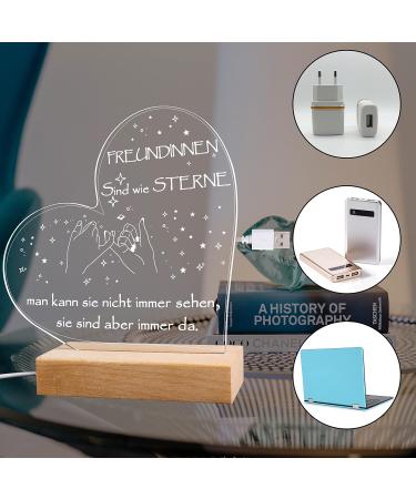 Merclix LED Night Light Gift for Girlfriend - Perfect Birthday & Christmas Present Best Friend Gifts in Wood Color - Buy Online on GoSupps.com