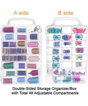 New brothread Double-Sided Storage Organizer/Box with Total 48 Adjustable Compartments  Removable Dividers for Embroidery and Sewing Threads  Embroidery Floss  Needles  Beads  Small Crafts & Toys - Buy Online on GoSupps.com