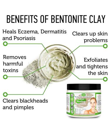Indian Healing Clay - Natural Bentonite Detox Mask for Deep Pore Cleansing & Acne Removal | Includes Bowl & Spatula | International Shipping Available - Buy Online on GoSupps.com