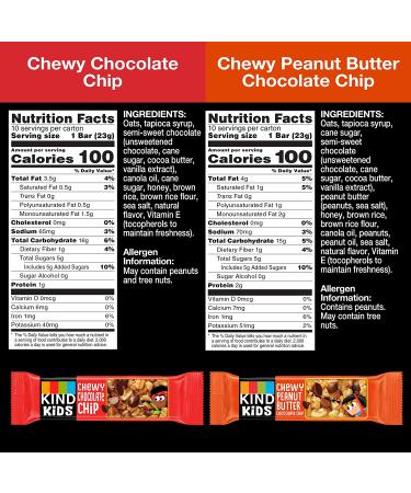 KIND KIDS Chewy Granola Bars Variety Pack - Chocolate Chip & Peanut Butter Chocolate Chip - 100% Whole Grains - Gluten Free - 0.81 oz Bars (20 Count) - Buy Online on GoSupps.com