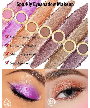 Pink Glitter Eyeshadow Pearl Shimmer Eye Shadow Palette Longwear Waterproof Cream Eyeshadow High Pigmented Ultra-Blendable Sparkly Single Highlighter Makeup for Women Sombras Para Ojos Con Brillo-01 01# Girly Pink - Buy Online on GoSupps.com