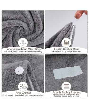3 Pack Microfiber Hair Towel Wrap - Super Absorbent Fast Drying Caps for Curly, Long & Thick Hair | BEoffer Turbans in Gray, Pink & Blue - Buy Online on GoSupps.com