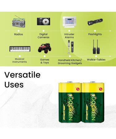 Buy GoGreen Power Eco-Friendly Alkaline D Batteries - 12 Pack | No Lead Cadmium or Mercury - International Shipping Available - Buy Online on GoSupps.com