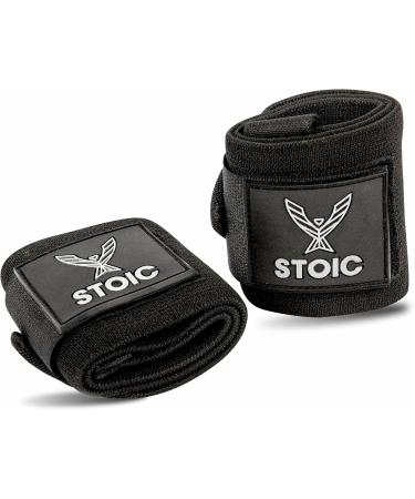 STOIC Wrist Wraps for Weightlifting & Powerlifting | Professional Quality Cross Training Gear - Medium Stiff Black - Ideal for Men & Women - Buy Online on GoSupps.com