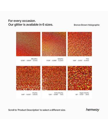 Hemway Premium Ultra Sparkle Glitter - 100g Bronze Brown Holographic Super Chunky for Arts Crafts Nails & Cosmetics - Multi-Purpose Metallic Flake - Buy Online on GoSupps.com