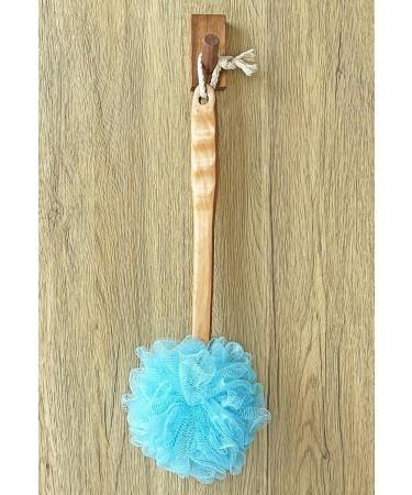 Exfoliating Shower Loofah & Back Scrubber - Long Wooden Handle Bath Brush for Men & Women - Easy Reach Body Wash Applicator (Blue - Buy Online on GoSupps.com
