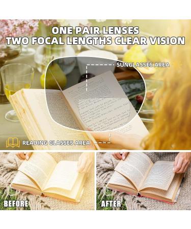 JM Classic Bifocal Reading Glasses - Stylish Square Gradient Sunglasses for Women | Black 1.0x - Buy Online on GoSupps.com