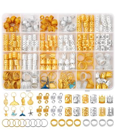 Qinzave 292 pieces for braids gold and silver pendant for braid LOC jewelry for hair with ring cuffs dreadlock accessories for men women girls - Buy Online on GoSupps.com