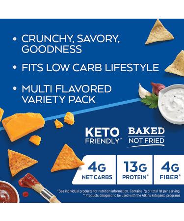 Atkins Protein Chips Variety Pack - Chipotle BBQ, Nacho Cheese, Ranch Flavors - 12 Count - Buy Online on GoSupps.com