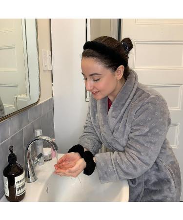 FROG SAC Puffy Spa Headband and Wristband Set for Girls and Women - Terry Cloth Makeup and Skincare Headbands - Black - Buy Online on GoSupps.com