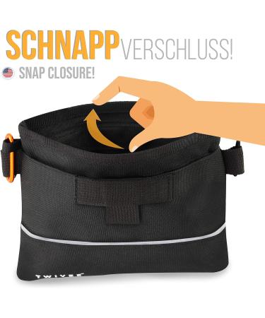 Twive Treats for Dogs - One-Handed Snap Lock Food Bags with Removable Inner Pocket | Dog Training Feed Bag with Carabiner - Black - Buy Online on GoSupps.com