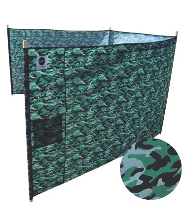 erda Forest Camo Elite Beach Recycled Polyester Rip-Stop Extra Tall 42" Lightweight Windscreen, Privacy Screen, Wind Blocker, Free Matching Shoulder Bag (New Mahogany Wood Poles)
