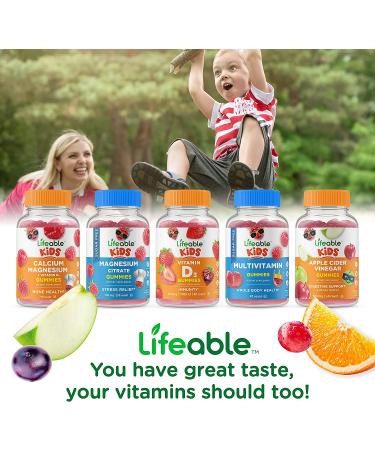 Lifeable Kids Calcium 500mg with Vitamin D3 1000IU Gummies - Natural Flavor, Gluten Free, GMO-Free - Bone & Teeth Support - 60 Gummies - Buy Online on GoSupps.com